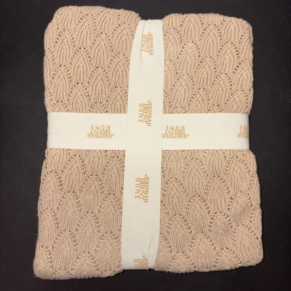 Sand Jeremiah Brent Home 100% Cotton Knitted Pointelle Scallop 50in x 60in 20804
